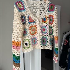 NWOT Vici Multicolor Crochet Open Knit Boho Cardigan